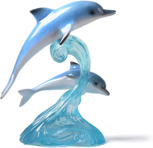 HAUCOZE Dolphin Decor Figurine Ocean Statue Sculpture Modern Arts Gifts Polyresin 8.7 inch