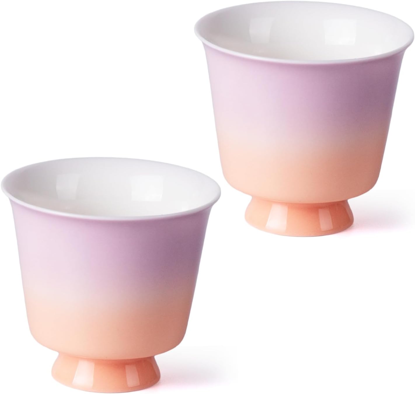 KAMMAK Ceramic Tea Cups Small, Cute Vintage Coffee Cup Set of 2, Porcelain Teacups Espresso Mug, 2.3oz Hand Painted Chinese Afternoon Tea Party Mugs, Birthday Gift for Women Men, Xingchun Flow