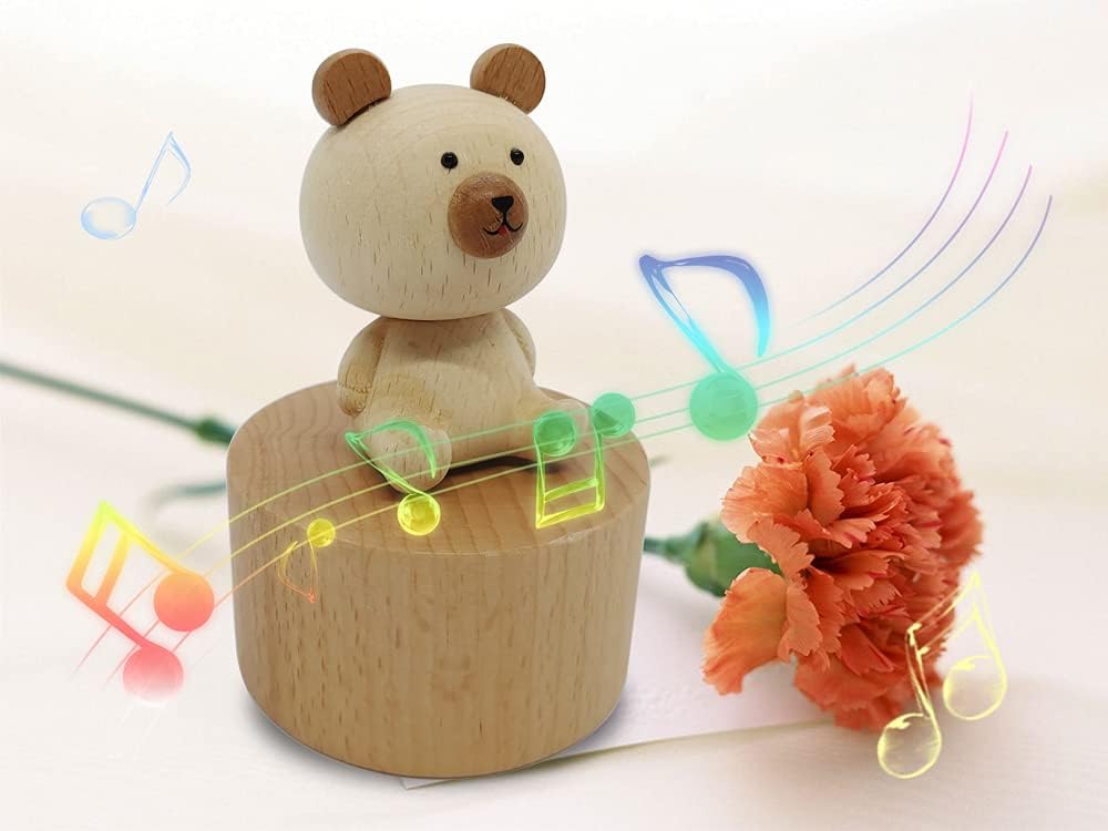 Cute Little Bear Mini Music Box, Little Animals Wooden Mechanical Music Box, The Music Box Gift That Sings Castle in The Sky, Best Gift for Boy Girl Friends Singing Music Gift Box