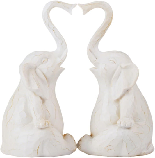 Loving Pair of Elephants - Handmade Elephant Statues - Symbolic Home Decor Figurines for Love, Luck, and Harmony - Ideal Gift for Wedding, Anniversary, Mother's Day