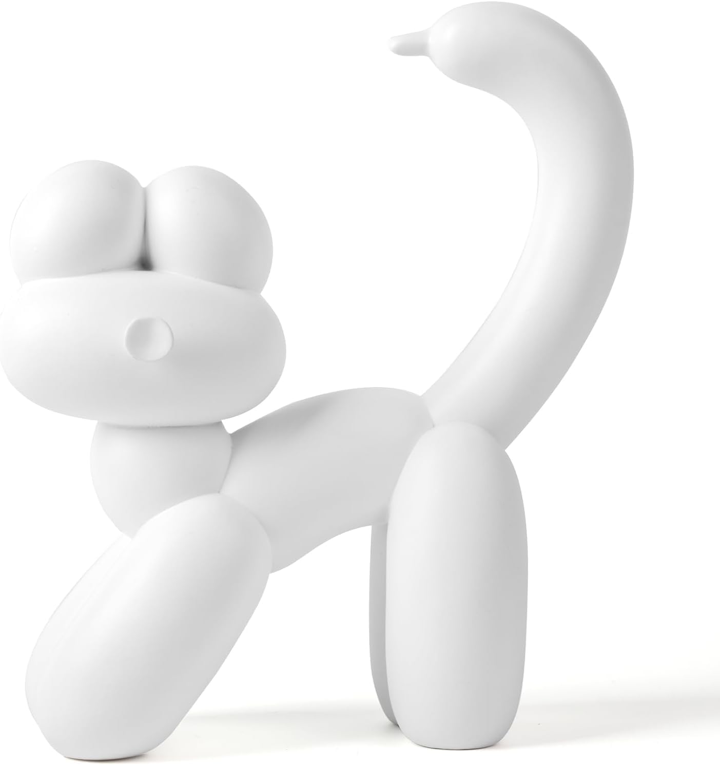 Cute Balloon Cat Statue Decor - 7.8 Inch Modern Cat Statue Ornament, Home Crafts Living Room Desktop Bedroom Sculpture Decoration (White, Small)