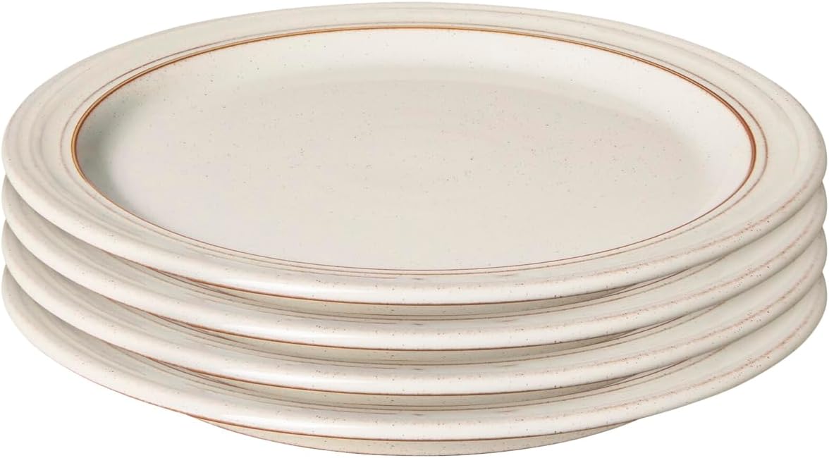 Denby - Heritage Atrium Medium Plates Set of 4-8.8in Natural Ceramic Stoneware Tableware - Dishwasher & Microwave Safe - Scratch & Chip Resistant Dinner, Lunch, Salad Plates For Everyday Use