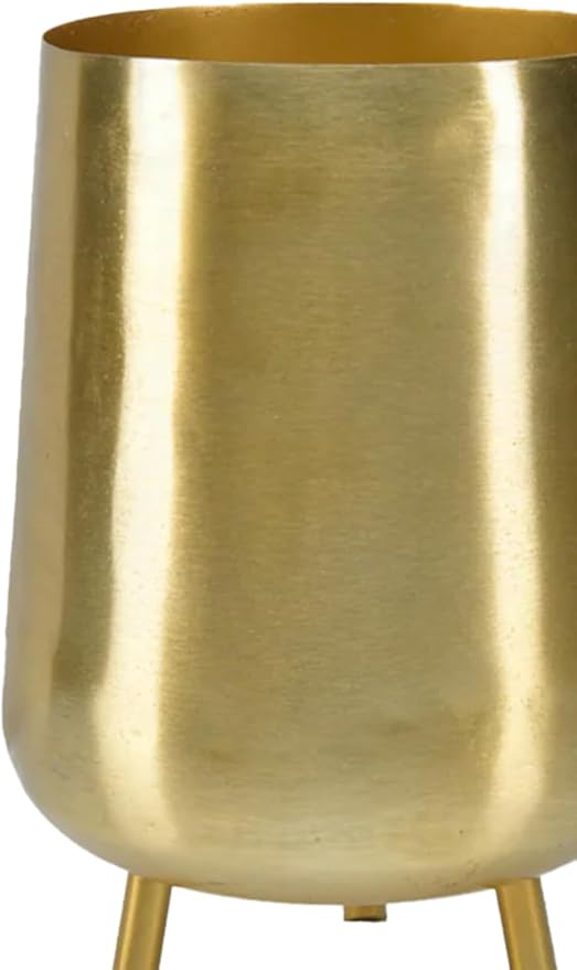 Serene Spaces Living 8" Gold Three Footed Planter, Stylish Iron Cachepot for Succulents, Cacti, Herbs, Mid-Century Inspired Indoor/Outdoor Planter Pot, Living Room, Kitchen, Office (Pack of 1)