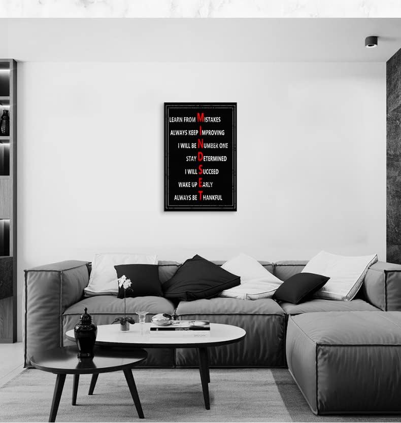 Mindset Poster Motivational Canvas Office Print Wall Art Inspirational Mindset Definition Picture Painting Modern Inspiring Artwork for Home Living Room Office Decor Ready to Hang[24''W x 36''H]