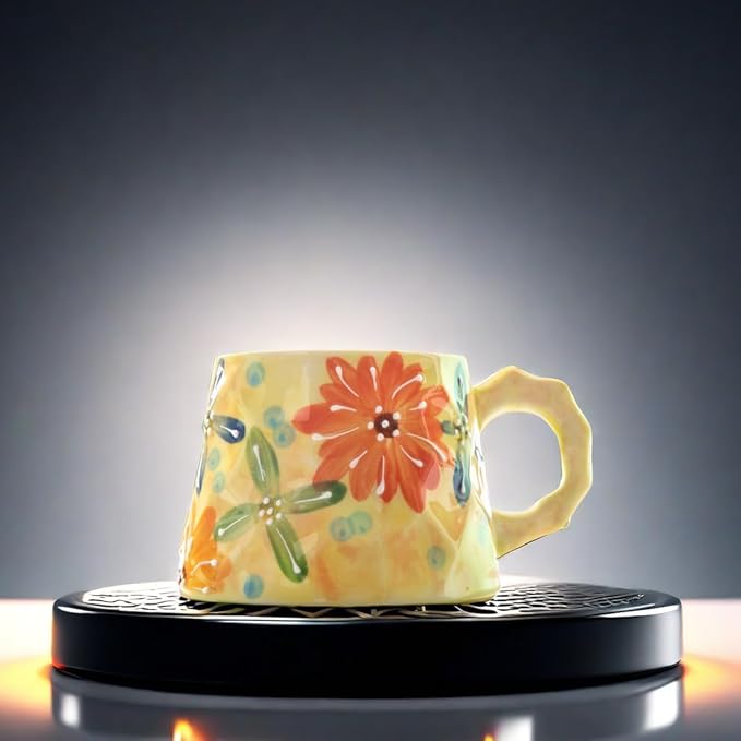 13oz ceramic mug, enlarged and thickened breakfast cup, suitable for spring, summer, autumn and winter, hand-painted cup, a personalized gift for girlfriend.