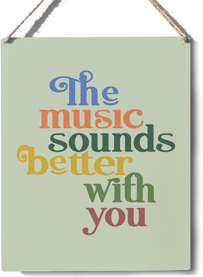 Funny Music Decor Gifts for Women Men Colorful Wood Wall Sign Christmas Birthday Housewarming New Home Gifts for Women Men Friend Coworkers Neighbor Wooden Plaque Home Decor Artwork 8”X10”