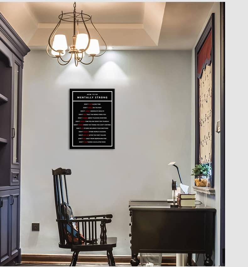 Inspirational Canvas Office Wall Art Motivational Entrepreneur Quotes How To Be Mentally Strong Poster Print Artwork Painting Wall Picture for Living Room Home Office Framed [18" W x 24" H]