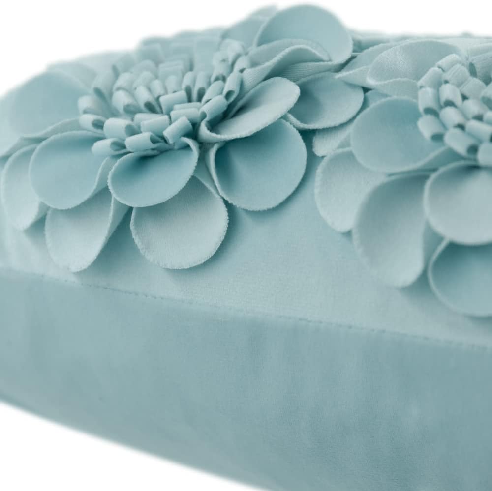 JWH Handmade 3D Flower Throw Pillow Covers Aesthetic Decorative Colorful Floral Accent Pillow Cases Stereo Pillowcase Cute Cushion for Car Bed Couch Bedroom 18x18 Inch Light Blue