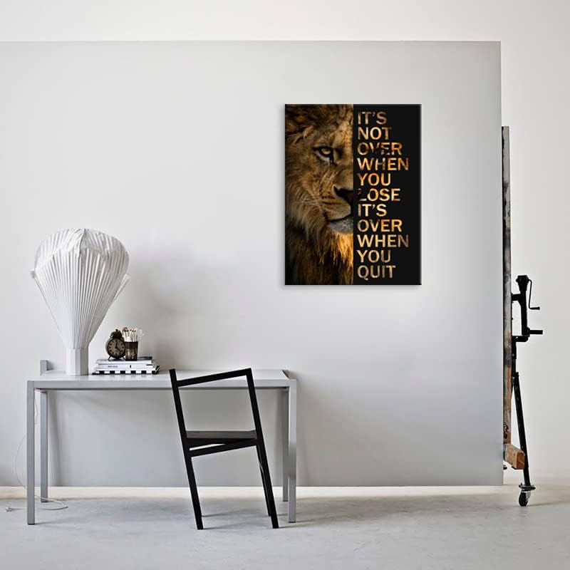 Inspirational Lion Poster Canvas Wall Art Motivational Animal Picture Painting Print Artwork Office Wall Decor for Living Room Bedroom School Decoration Frame Ready to Hang[30″W X 40″H]