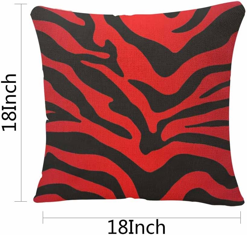 IBILIU Throw Pillow Covers Red and Black Zebra Print Stripes Animal Print Cushion Pillow Case Home Decor Pillowcase 18x18 Inches