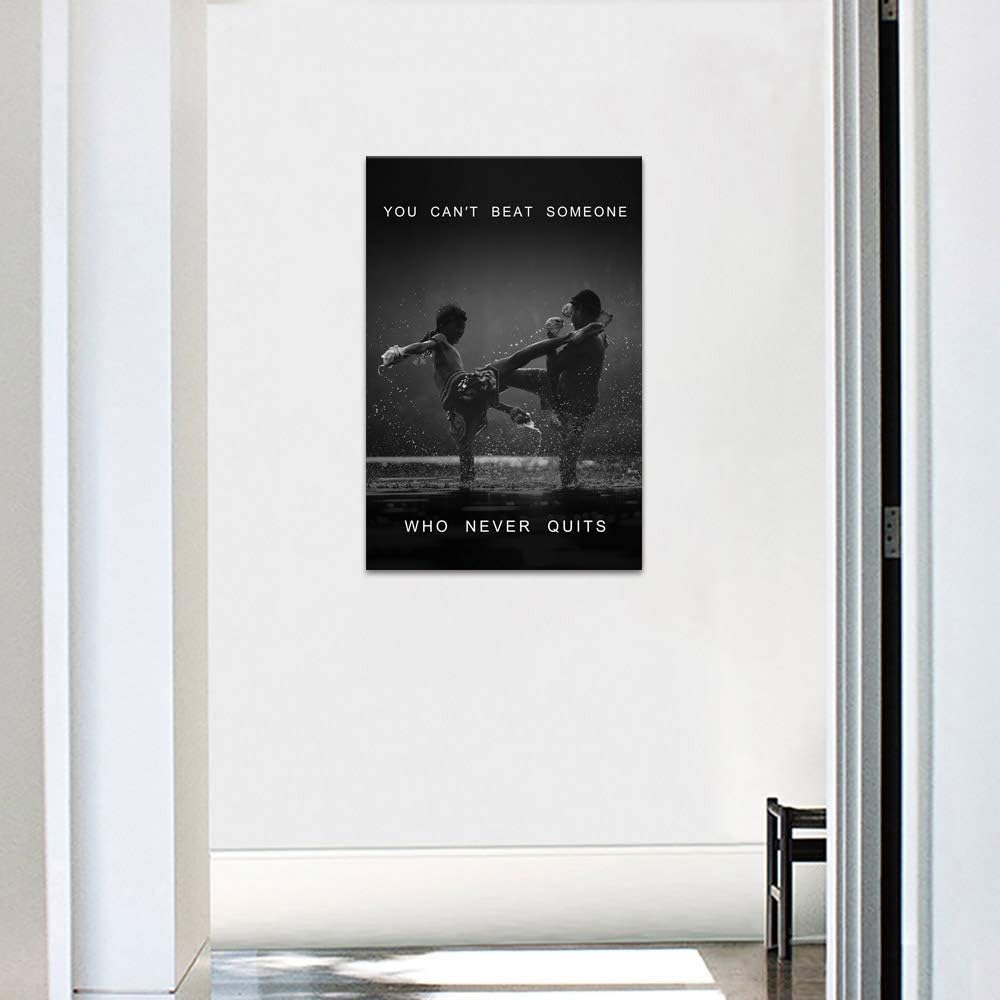 Inspirational Wall Art Motivational Fighting Canvas Painting Muay thai Pictures Thai Boxing Posters and Prints Artwork Modern Inspiring Office Living Room Sport Gym Decorations Framed (12" Wx16 H)