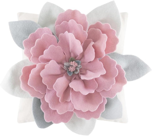 JWH Flower Throw Pillow Cover Decorative 3D Floral Accent Pillow Case Stereo Cushion Handmade Pillowcase for Car Bedroom Bed Couch Sofa 18x18 Inch Pink