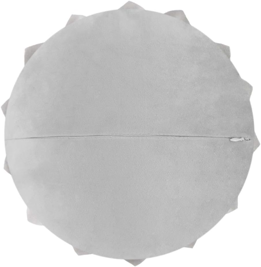 Decorative Throw Pillow 3D Flower Round Pillow Accent Handmade Cushion with Insert for Couch Bed Home Decor 14 inch Grey