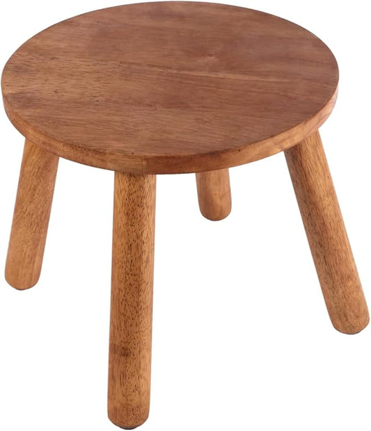 Round Solid Wooden Step Stool， Garden Stool，10''H,Plant Stool ，Wood Legs Detachable for Plant Stand, Kitchen, Bathroom，Bedroom，Livingroom (Walnut, 10inch)