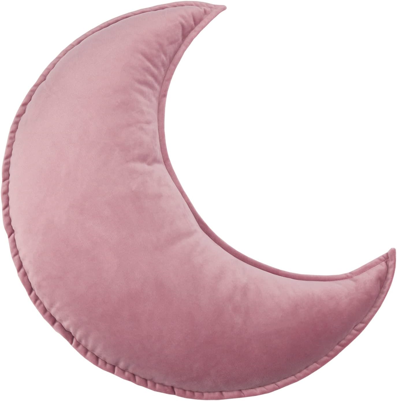 JIKAL Star Moon Shaped Pillow Soft Velvet Nursery Stuffed Throw Pillows for Kids Room Couch Reading Nook Decor (Moon, Dusty Pink)