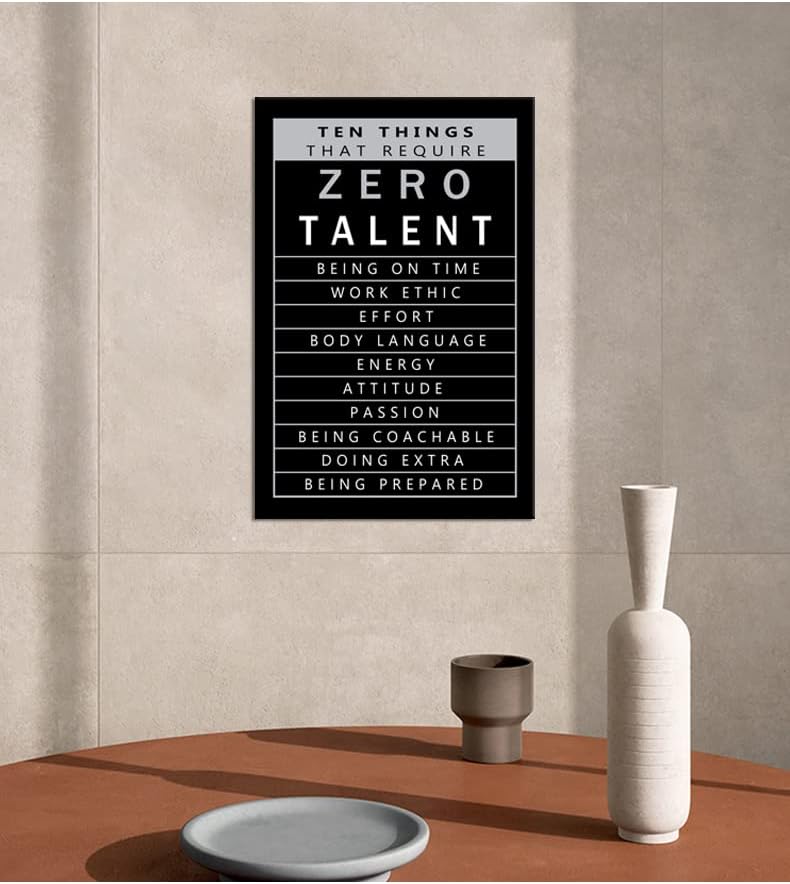 Inspirational Framed Canvas Wall Art Motivational Positive Entrepreneur Quotes Ten Things That Require Zero Talent Modern Home Office Decoration Artwork Paintings Stretch Ready to Hang[12" W X 18" H]