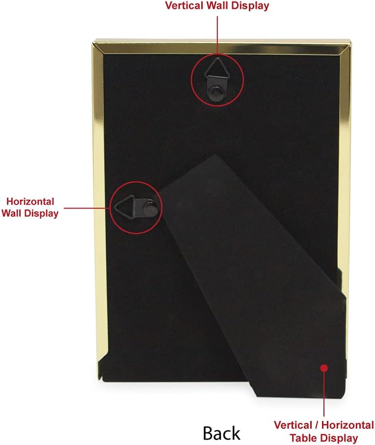 Isaac Jacobs 4x6 White Textured Leather (Vertical & Horizontal) & Gold Metal Picture Frame, with Black Fabric Easel, Wall-Mountable, Made for Tabletop, Home or Office (4x6, White W/ Gold)