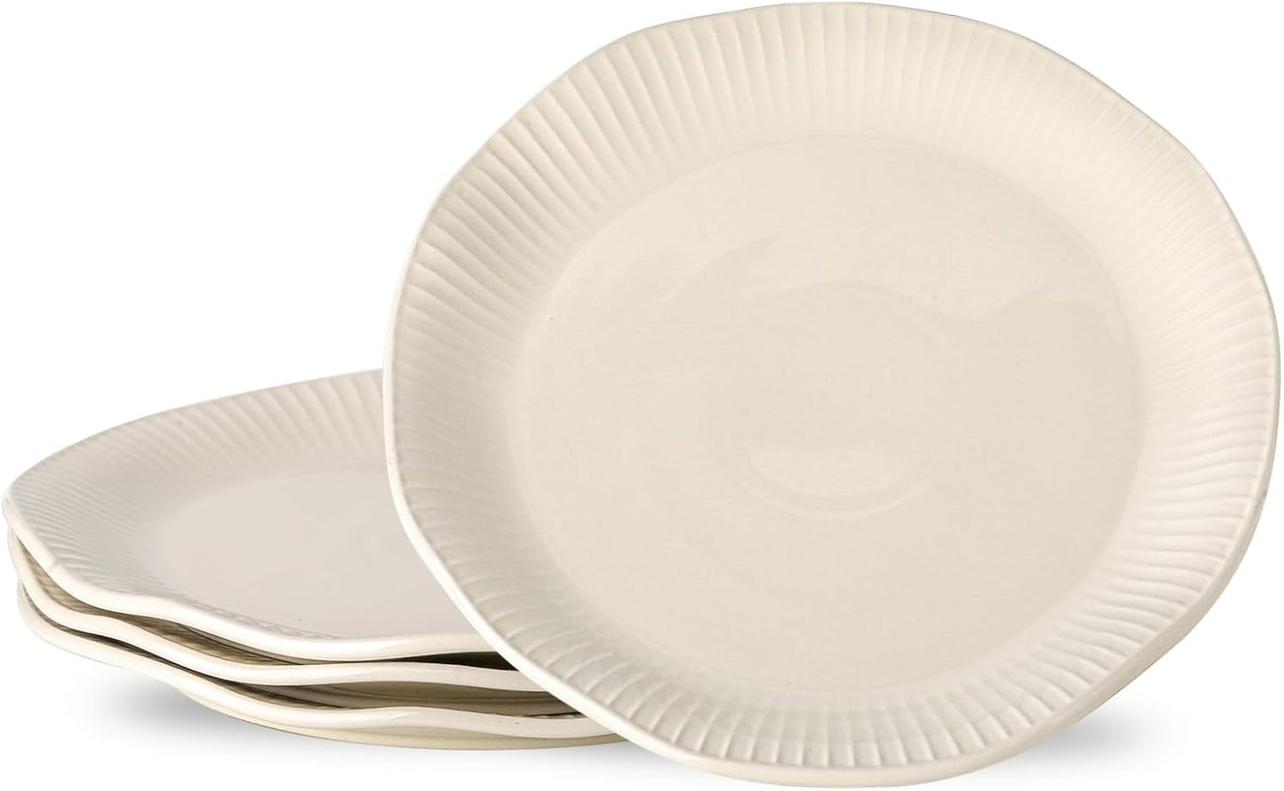 Hasense Dinner Plates, 10 Inch Ceramic Dishes Set of 4 for Kitchen, Porcelain Plates for Restaurant, Microwave Oven and Dishwasher Safe, Ivory