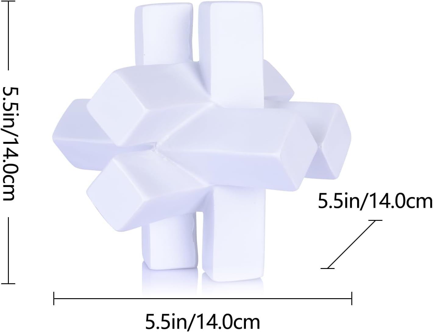 Knot Decor White Geometric Sculpture Statue - Modern Decorative Objects for Shelves, Bookcase, TV Stand, Coffee Table & Entrance Decor