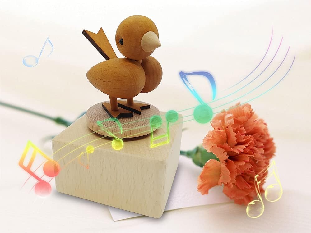 Cute Little Bird Mini Music Box, Little Animals Wooden Mechanical Music Box, The Music Box Gift That Sings by My Side, Best Gift for Boy Girl Friends Singing Music Gift Box