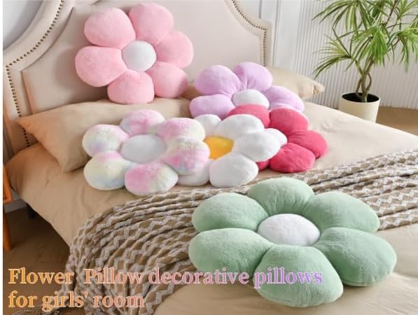 Daisy Pillow, 15.7In Cute Flower Shaped Decorative Plush Pillow for Sofa, Couch, Bed & Reading Tent