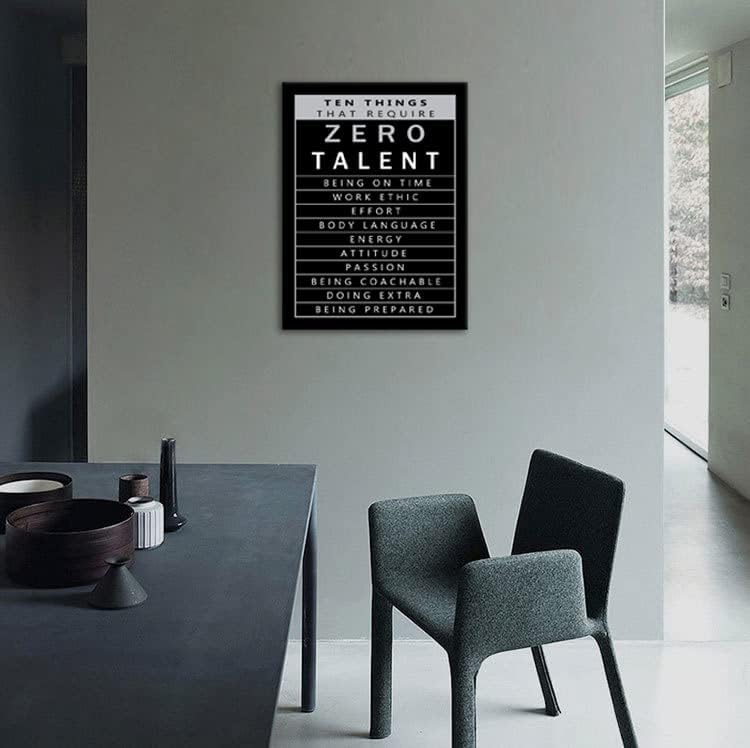 Inspirational Wall Art Ten Things that Require Zero Talent Motivational Office Pictures Prints on Canvas Inspiring Entrepreneur Quotes Posters Painting Artwork Wall Decor Ready to Hang[30"W X 40"H]