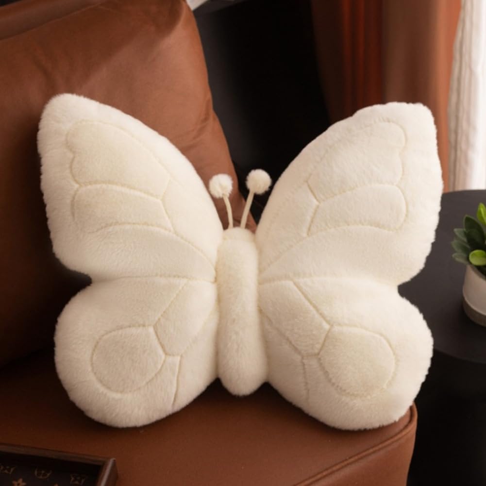 Kawaii Butterfly Shaped Throw Pillow 18in Soft Hugging Plush Pillow Butterfly Stuffed Animal Stuff Aesthetics Decor for Bedroom Living Room Sofa Couch