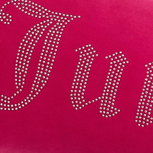 Juicy Couture Rectangle 1-Piece Decorative Accent, Premium Reversible Throw Pillow, Living Room and Bedroom Décor, 16"x36", Velvet Rhinestone Hot Pink