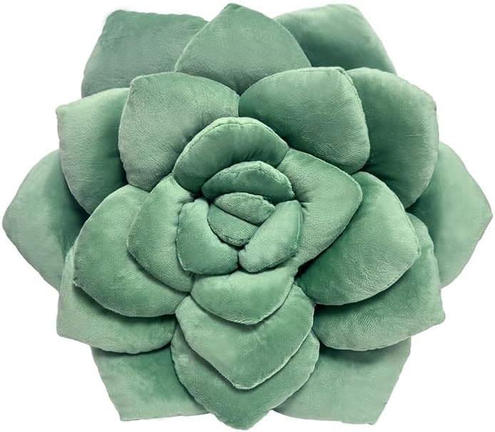 Fleshy Greenery Plush Cushion – Hand-Stitched 3D Flower Throw, Botanical-Shaped Accent for Bedroom, Living Room, and Home Décor, 19.68" (50CM)