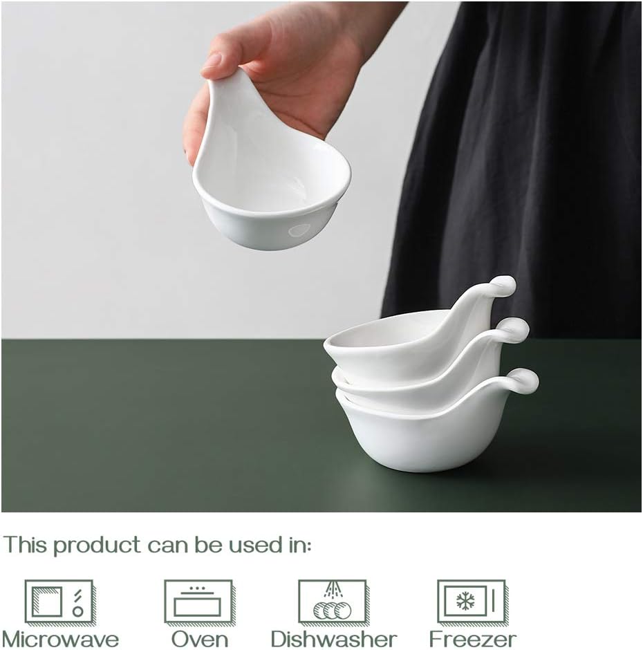 DOWAN Soy Sauce Dish, Charcuterie Bowls, 3 Oz Dipping Bowls with Handles, Sauce Cups for Side Dish, Dipping, Serving, Spice, Sauce, Ingredient, BBQ and Party