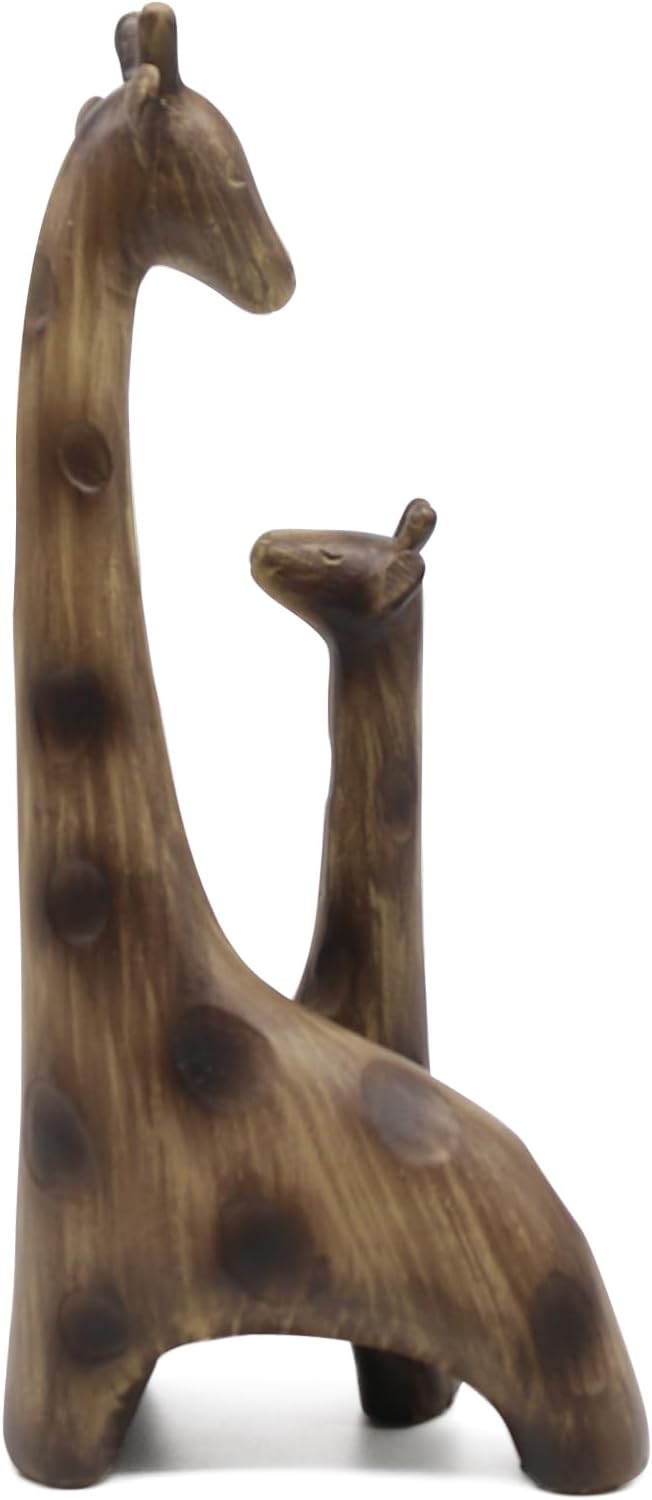 Lukitas Giraffes Statue and Sculpture Decor, Mom-and-Baby Giraffe Figurine, Creative Desktop Decorative Ornaments, Resin 11.5''