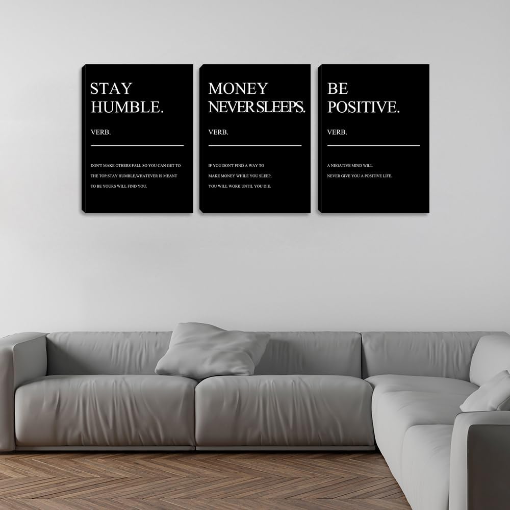Large Motivational Framed Wall Art 3 Pieces Positive Quotes Decor Picture Painting Prints Artwork Inspirational Office Art Wall Decor Poster Home Wall Decoration for Bedroom Living Room (72" Wx36 H)
