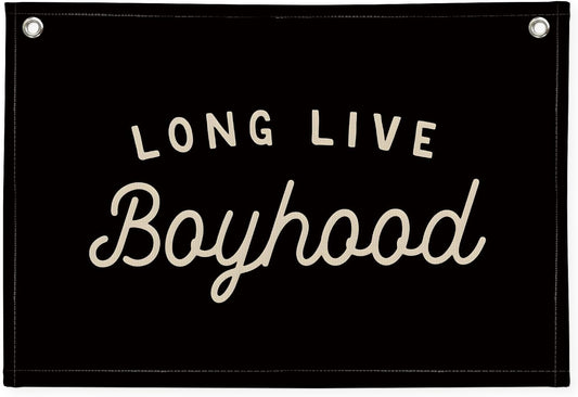Long Live Boyhood Banner Boy Room Decor, Black Banner Flag Nursery Playroom Wall Decor for Bedroom Living Room Dorm Toddler Decorations Teen Boy Room Decor for kid banner Wall Hanging Linen Flag 30x20