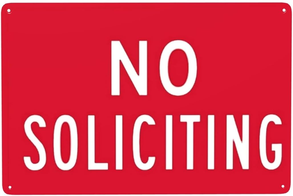 Man Cave Decor 1459 Metal Signs,No Soliciting,8x12 In,Notice Warning Sign And Logo Ation Vintage