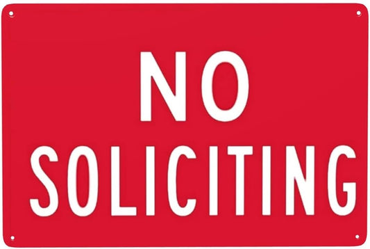 Man Cave Decor 1459 Metal Signs,No Soliciting,8x12 In,Notice Warning Sign And Logo Ation Vintage
