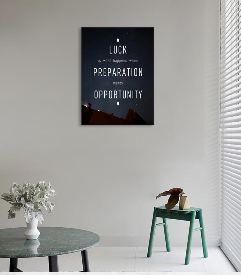 Inspirational Quote Poster "Luck Is Preparation Meets Opportunity" Motivational Wall Decor for Gym Office Bedroom Home Modern Artwork Ready to Hang[30" W X 40" H]