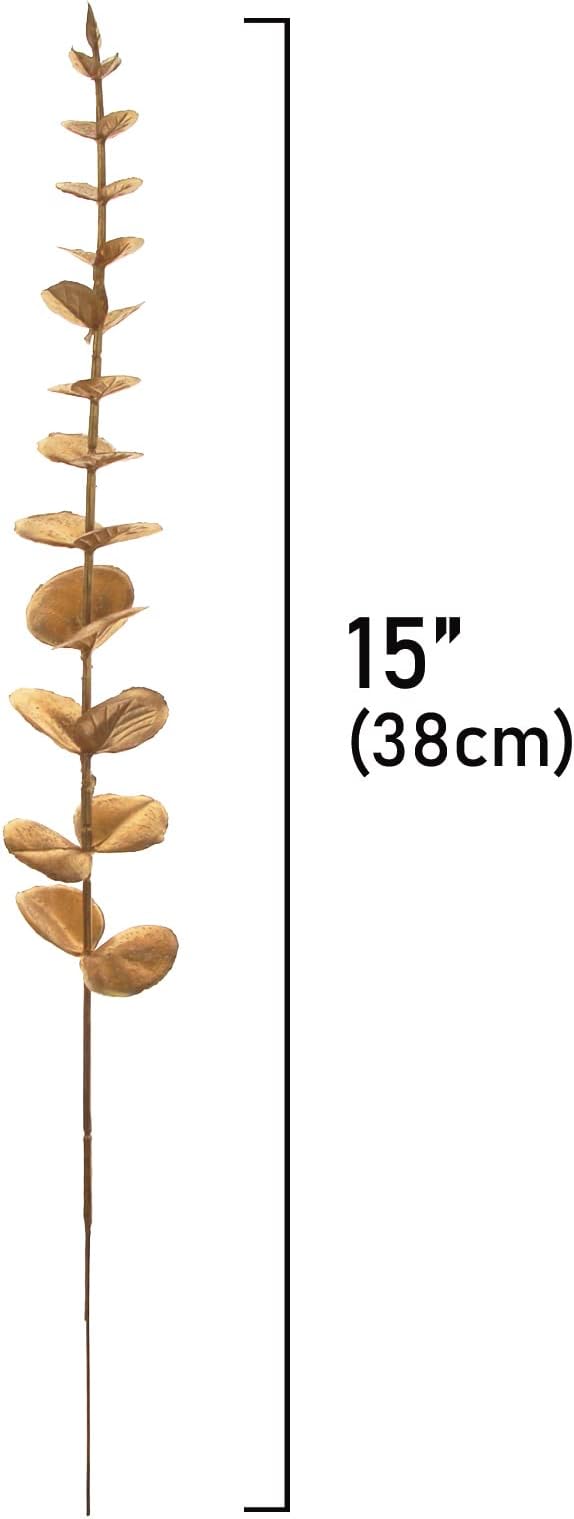 Tinsow 26pcs Artificial Eucalyptus Stems Gold Faux Eucalyptuses Branch Real Touch Leaf Wedding Bouquet Minimalist Fall Home Decor