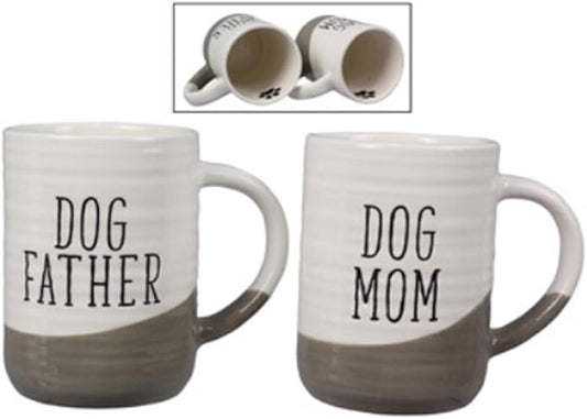 Young's 2 Ceramic Dog Coffee or Tea Mugs 12 Ounce Father and Mom