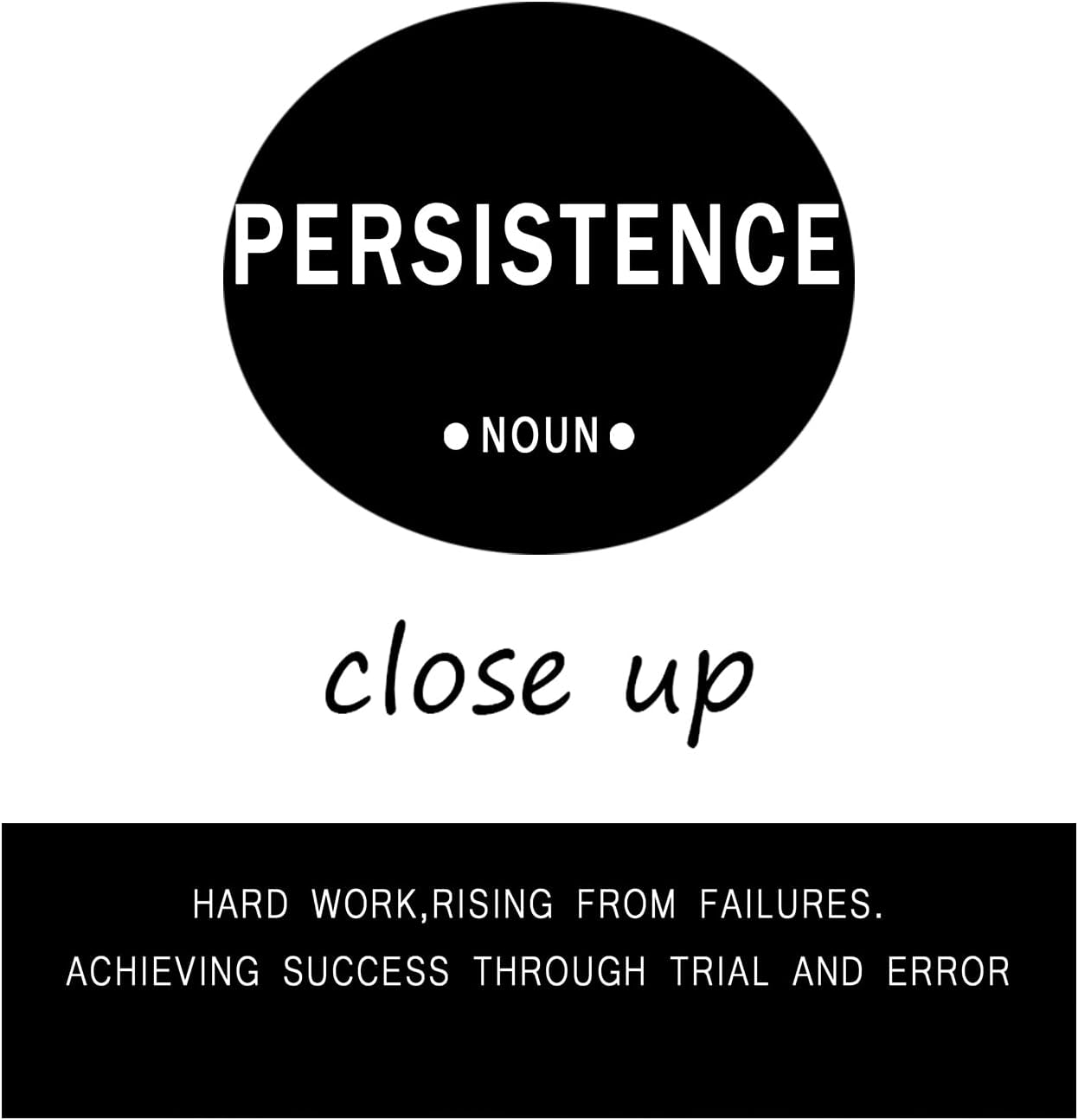 Inspirational Canvas Wall Art Motivational Persistence Painting Black Picture Poster Positive Motto Office Quotes Print Artwork for Bathroom Bedroom Framed Stretched Ready to Hang [12''Wx18''H]