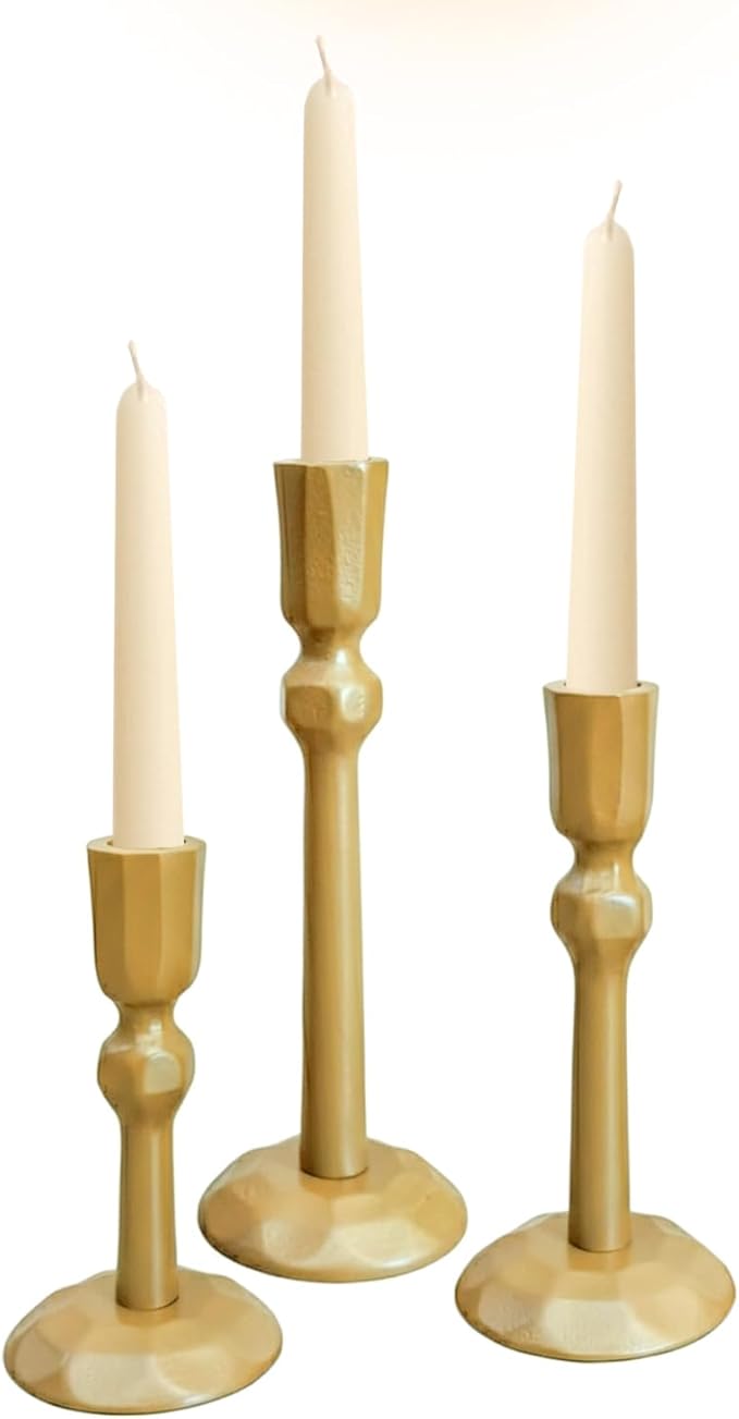 TIED RIBBONS Candlestick Holders | Iron, Set of 3 | Candle Stick Holders | Mud Taper Candle Holders for Table Centerpiece, Halloween Decorations, Fits 3/4 inch Thick Candles