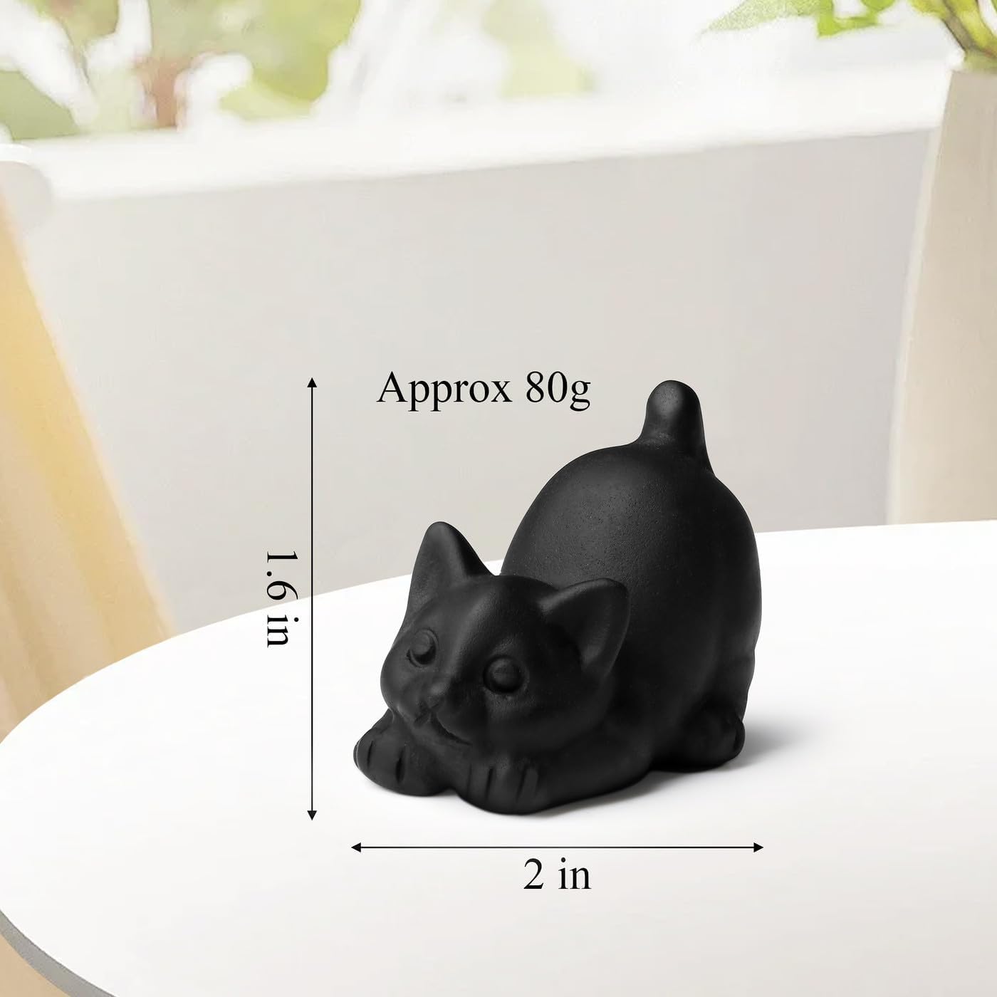 Black Cat Decor Statue Obsidian Crystal Cat Figurines Carved Room Decor for Desk Lazy Sculpture Handcrafted Healing Stone Natural Gemstones Spiritual Gifts for Cat Lovers