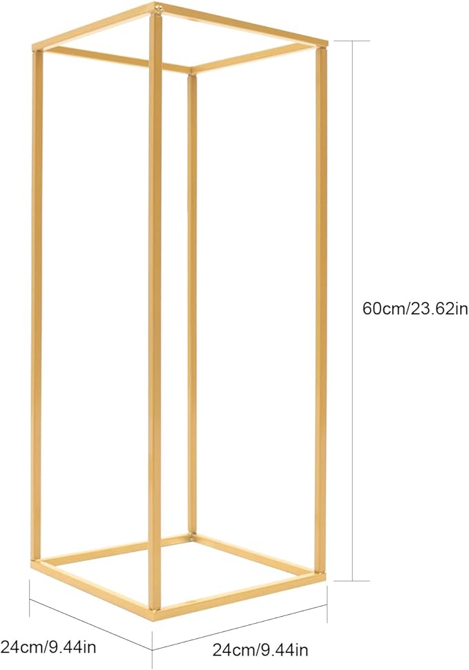 4Pcs 23.62inch Metal Flower Stand for Wedding Centerpieces, Rectangular Geometric Gold Centerpieces Stands for Wedding Decorations, Home Party Event