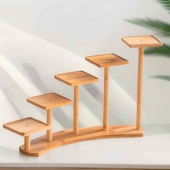 5 Tiers Desk Plant Stand Window Sill Plant Shelf Tabletop Succulent Stand Flower Pot Stand Holder Desktop Plant Stand Indoor Plant Rack for Succulent Herb in Living Room Office (Square)