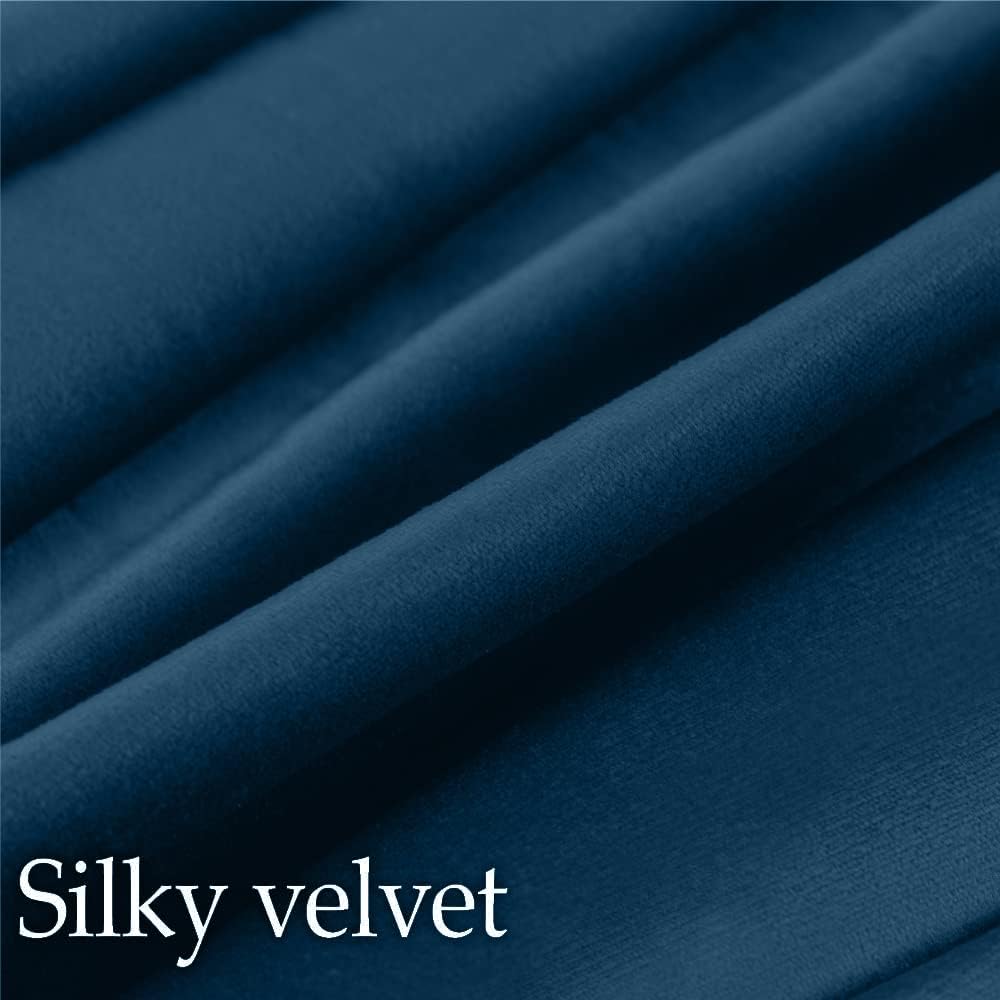 lalaLOOM Velvet Throw Pillow Covers, Set of 2 Decorative Square Pillows Home Decor, Soft Accent Cases, Silky Machine Washable Pillowcases for Sofa, Couch, Bedroom, Living Room, 16x16, Dark Blue