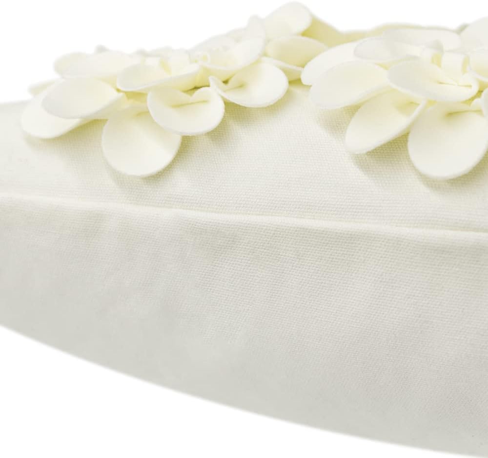 JWH Handmade 3D Flower Throw Pillow Covers Aesthetic Decorative Colorful Floral Accent Pillow Cases Stereo Pillowcase Cute Cushion for Car Bed Couch Bedroom Decor 18x18 Inch Creamy White