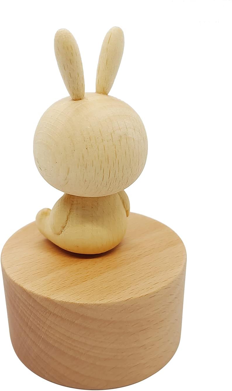 Cute Little Rabbit Mini Music Box, Bunny Wooden Mechanical Music Box, The Music Box Gift That Sings Spirited Away, Best Gift for Boy Girl Friends Singing Music Gift Box