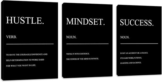 Large Motivational Black Quotes Success Posters Office Wall Decor Artwork Inspiring Hustle Painting Prints Inspirational Canvas Wall Art Home Living Room Bedroom Framed Artwork (72" Wx36 H)
