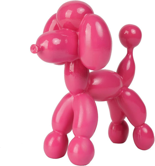 Guichifun Balloon Dog Décor Sculptures Home Décor - 7" Cute Resin Pink Poodle Dog Figurines for Shelf Bookshelf Modern Décor Bedroom Office Decorations Gift for Animal Lovers 7.5 x 4 x 7.5 Inch