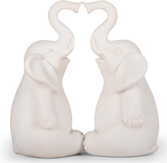Loving Pair of Elephants - Handmade Elephant Statues - Symbolic Home Decor Figurines for Love, Luck, and Harmony, Ideal Gift for Wedding, Anniversary, Mother's Day