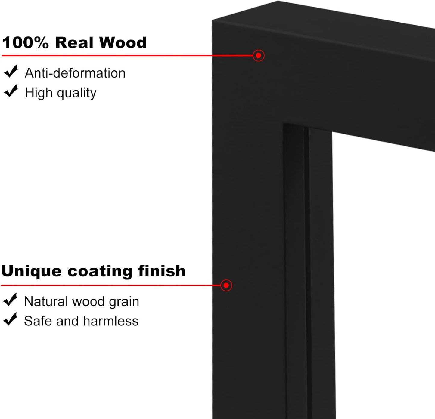 KINLINK 6x6 Picture Frame, Black Square Solid Wood Frames for Pictures 4x4 with Mat or 6x6 without Mat, Wall and Tabletop Display Photo Frames Black 4 Pack